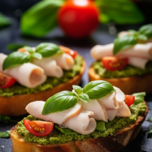 Slice baguette chicken with pesto 20pc