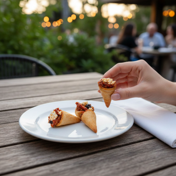 Mini cone filled with sun dried tomatoes 20pc